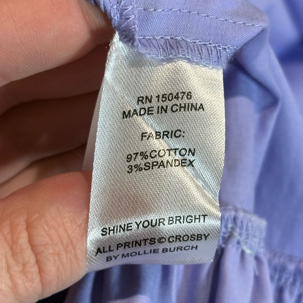 CROSBY BY MOLLIE BURCH Cotton Willow Dress in Serene Blue Lilac Size XXS - Picture 9 of 10